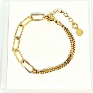 18K GOLD PLATES STAINLESS STEEL MIXED LINK CHAIN BRACELET